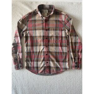 LL Bean Flannel Shirt Men Small Slightly Fitted Plaid Button Down Cotton‎